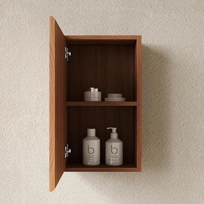KEIKI Bathroom Wall Cabinet with Soft-Close Doors, Brown Oak | Premium Wood Medicine Cabinet, Narrow Storage Cabinet for Bathroom Kitchen Laundry Room