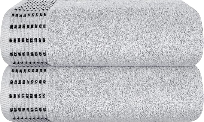 Cotton 2 Pack Oversized Bath Towel Set 28x55 inches, Large Bath Towels, Ultra Absorbant Compact Quickdry & Lightweight Towel, Ideal for Gym Travel Camp Pool - Light Grey