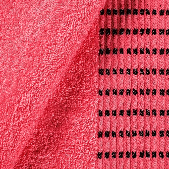 Ultra Soft 6 Pack Cotton Towel Set, Contains 2 Bath Towels 28x55 inch, 2 Hand Towels 16x24 inch & 2 Wash Cloths 12x12 inch, Ideal Everyday use, Compact & Lightweight - Coral Orange