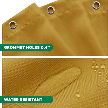 Biscaynebay Hotel Quality Fabric Shower Curtain Liner 72 Inch by 72 Inch, Gold Water Resistant Bathroom Curtains Rust Resistant Grommets & Weighted Bottom Hem Machine Washable