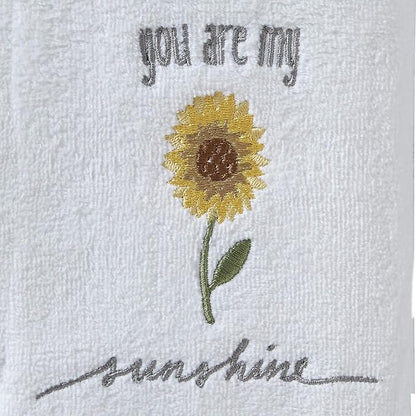 SKL Home by Saturday Knight Ltd. Sunshine Hand Towel (2-Pack), White | Soft, decorative velour. For use in the bathroom, kitchen or bar & makes a great gift.
