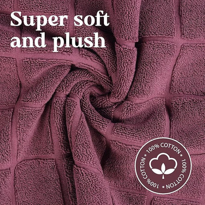 Superior 100% Cotton Bathmat Set, Bath Mats, Bathroom Decor, Shower, Bathtub Essentials, Home Accessories, Small Washable Rug, No Backing, Heavyweight, Nora Collection, Set of 2, 22" x 35", Plum