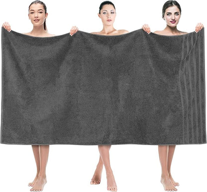 American Soft Linen 35x70 Jumbo Large Bath Towel, 600 GSM 100% Cotton Turkish Bath Sheet, Oversized Luxury Bath Towel for Bathroom Beach and Pool, Dark Gray