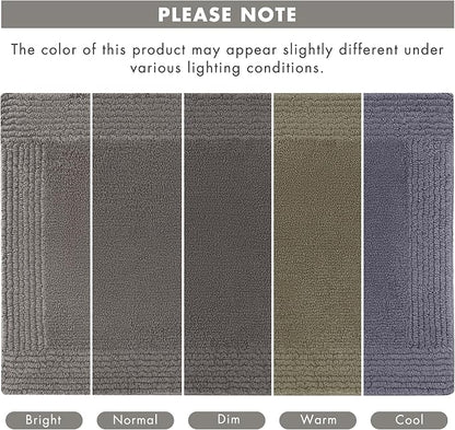 Madison Park Splendor Reversible 100% Cotton Bath Rug, 24 x 44, Charcoal | Tufted Bathroom Mat, 3000 GSM, Hotel Quality, Luxurious Plush, Medium Pile, Absorbent, Quick Dry, OEKO-TEX, Shower Room Décor