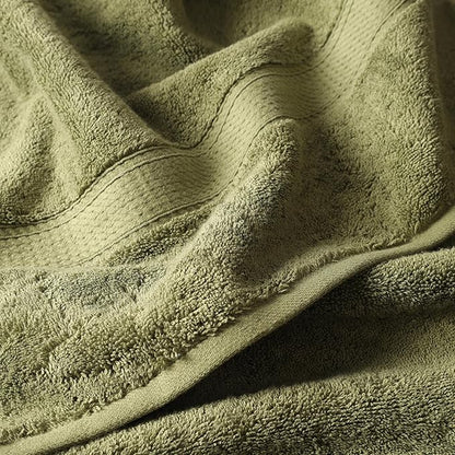 SUPERIOR Madeline Plush Egyptian Cotton 12-Piece Towel Set - Forrest Green | Heavyweight 12 Pc Egyptian Cotton Towel Set Includes 4 Bath Towels 4 Hand Towels 4 Washcloths Decorative Rope Border