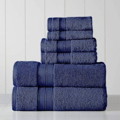 Modern Threads - Spun Loft 6-Piece 100% Combed Cotton Towel Set - Bath Towels, Hand Towels, & Washcloths - Super Absorbent & Quick Dry - 600 GSM - Soft & Plush, Navy