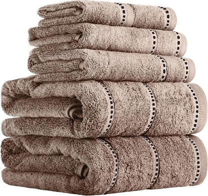 Lavish Home Bathroom Towels Set, Bathroom Accessories, Taupe, Set of 6