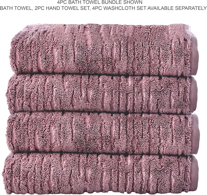 SKL Home CloudSoft 100% Cotton Luxury 4-Piece Bath Towel Set, Soft Plum | Premium spa-level quality. 600 GSM weight. Ultra plush & absorbent.