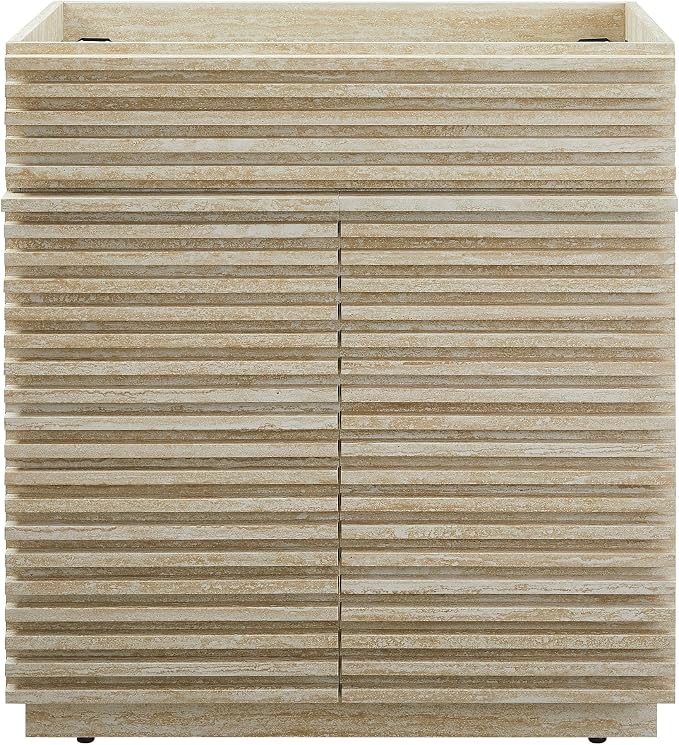 Modway Render Faux Travertine Slatted Bathroom Cabinet in Travertine