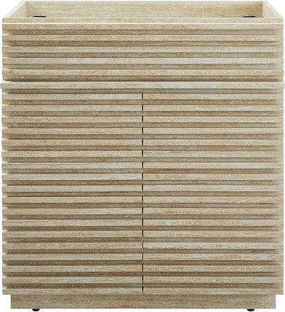 Modway Render Faux Travertine Slatted Bathroom Cabinet in Travertine
