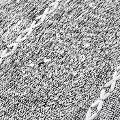 Boho Tassel Linen Shower Curtain,3D Embroidery Stripe Charcoal Grey,72x84 | Extra Long Xl,310GSM Texture Heavy Duty Cloth,Water Repellent,Wrinkle Resistant,Vintage Farmhouse Rustic,12 Plastic Hooks