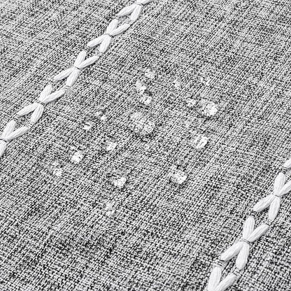 Boho Tassel Linen Shower Curtain,3D Embroidery Stripe Charcoal Grey,72x78 | Long Tall,310GSM Linen Texture Heavy Duty Cloth,Water Repellent,Wrinkle Resistant,Vintage Farmhouse Rustic,12 Plastic Hooks
