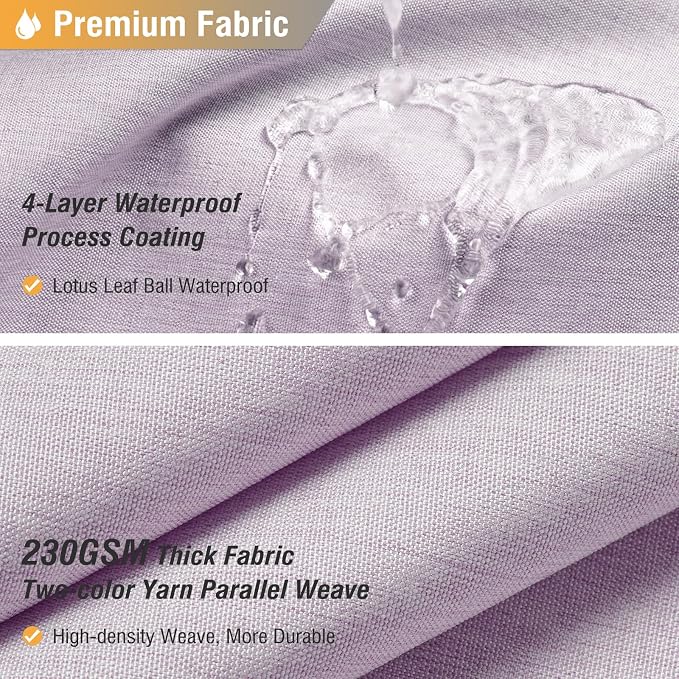 Extra Long Linen Textured Waterproof Shower Curtain, 72x96, Lavender | Extra Tall Size, 230GSM Polyester, Heavy Duty Cloth, Weighted Hem, 12 Plastic Hooks, Modern Hotel Style, Machine Washable