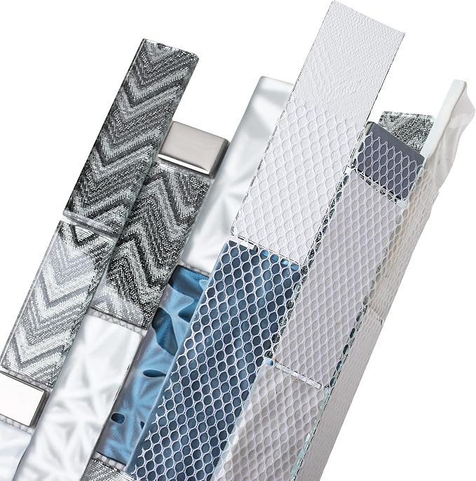 Glass Tiles Backsplash Subway Blue Mosaic Tile for Kitchen Bathroom Walls (Pack of 5 Sheets)