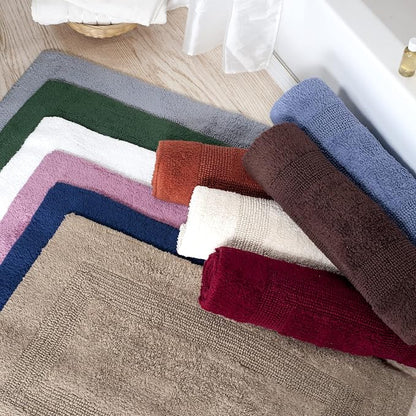 Bathroom Rugs - 2-Piece Cotton Bathroom Mat Set - Machine Washable Bath Mats for Bathroom, Kitchen, or Laundry Room by Lavish Home (Green)