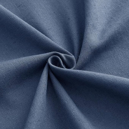 Vintage Blue Linen Shower Curtain, Country Boho Farmhouse Bath Decor Shower Curtains Neutral Cloth Weighted Textured Fabric Bath Curtain Liner with Hooks, 72x72