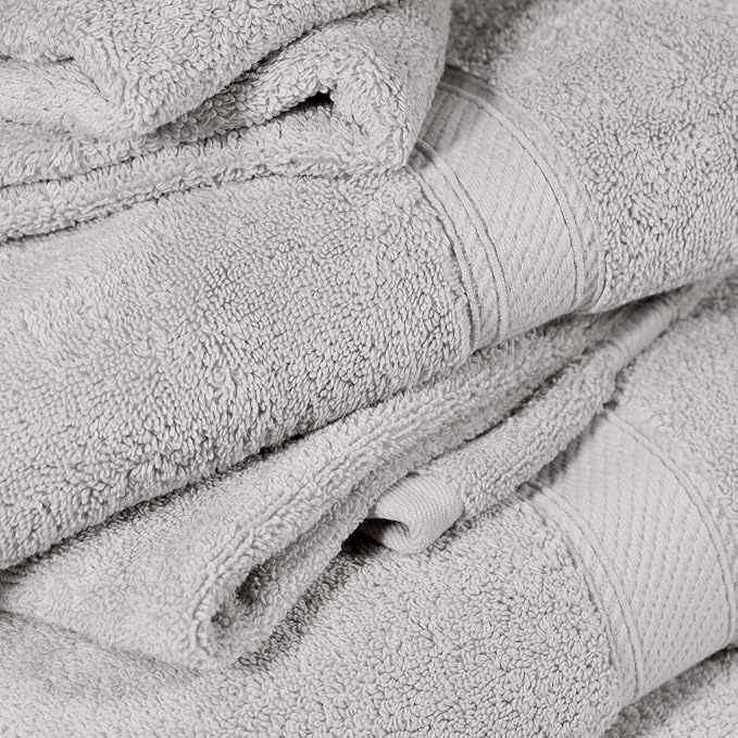 SUPERIOR Egyptian Cotton Ultra Plush & Absorbent, 6 Piece Set, Silver | Quick Dry, Soft Luxury Towel Set, Bath Essentials, Guest Bath, Spa, 2 Bath, 2 Hand, 2 Face Towels, Madeline Towels