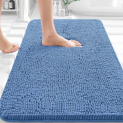 OLANLY Bathroom Rugs 36x24, Extra Soft Absorbent Chenille Bath Rugs | Cornflower Blue, Quick-Drying Rubber Backing, Washable Bath Mat for Bathroom Floor, Tub and Shower, Home Decor Accessories