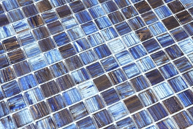 Glass Mosaic Tile Backsplash, 12” x 12” Mesh-Mounted Dark Blue Glass Wall Tile for Kitchen Bathroom Swimming Pool (8 Sheets, 8 sq.ft)
