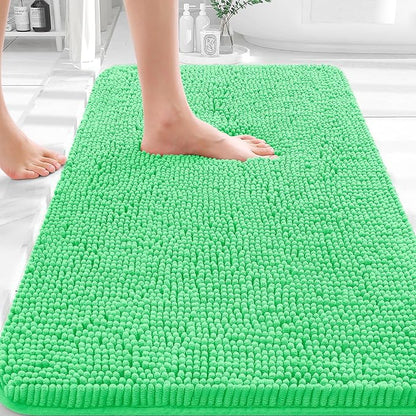 OLANLY Bathroom Rugs 35x24, Extra Soft Absorbent Chenille Bath Rugs | Mint Green, Quick-Drying Rubber Backing, Machine Washable Bath Mat for Bathroom Floor, Tub and Shower, Home Decor Accessories