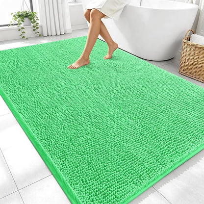 OLANLY Large Bathroom Rugs 70x46, Extra Soft Absorbent Chenille Bath Rugs | Mint Green, Quick-Drying Rubber Backing, Machine Washable Bath Mat for Bathroom Floor, Tub and Shower, Home Decor Accessories