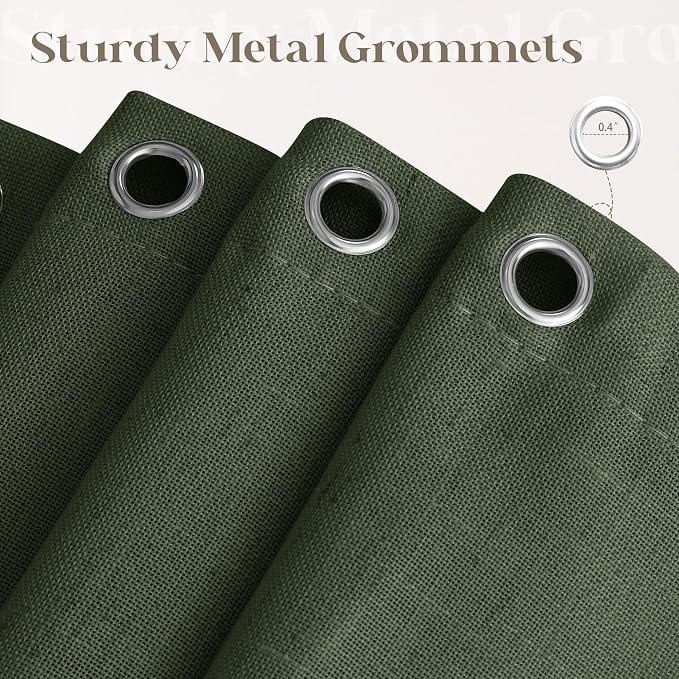 Olive Green Shower Curtain for Bathroom Water Repellent 72x108 Inch | Linen, Extra Long Extra Tall, Large, Shower Curtains 108 Inches Long, Hotel, Luxury Boho Farmhouse, Fabric Drapes, with Hooks