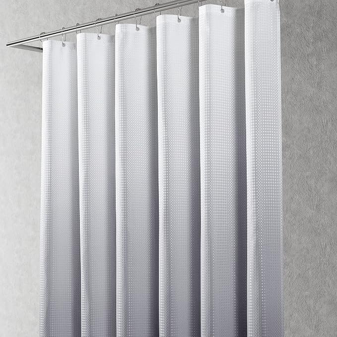 Shower Curtain 78 inches Long for Bathroom 1 Panel Light Grey | Ombre Waffle, Shower Curtains with Hook, Water Repellent, Boho Farmhouse, Simple Modern Bath Decor, Machine Washable, 72x78
