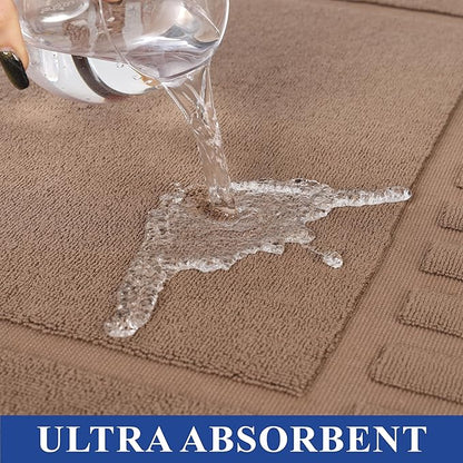 Superior 100% Cotton Bathmat Set, Bath Mat, Bathroom Decor, Shower, Bathtub Essentials, Home Accessories, Washable Rug, Absorbent, Quick Dry, Leo Collection, Set of 2, 22" x 35", Coffee