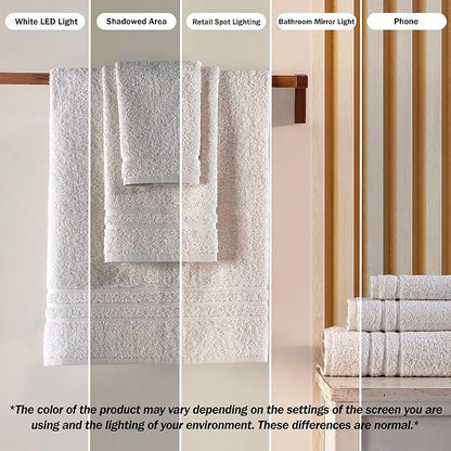 Hawmam Linen Cream 6 Piece Bath Towels Set for Bathroom Original Turkish Cotton Soft, Absorbent and Premium 2 Bath Towels, 2 Hand Towels, 2 Washcloths (Sea Salt)