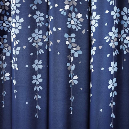Lush Decor Weeping Flower Shower Curtain 72"W x 72"L Navy - Fabric Shower Curtains for Bathroom - Floral Bathroom Curtain - Cottage Core Decor