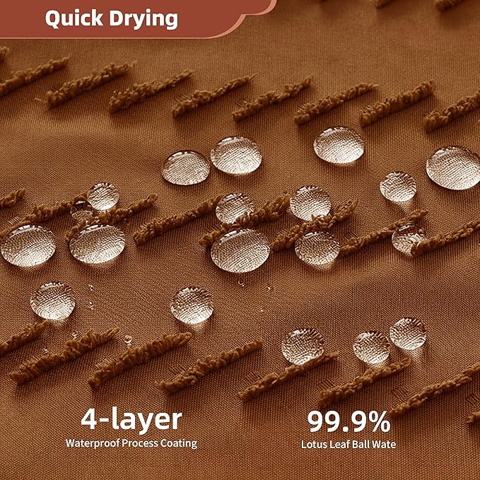 Siiluminisoy 78 Inch Long Shower Curtain Terracotta Fabric 72x78 Shower Curtain Cloth Textured Tufted Chevron Vintage Shower Curtains for Bathroom