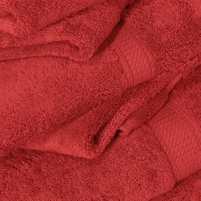 SUPERIOR Egyptian Cotton Ultra Plush & Absorbent, 6 Piece Set, Red | Quick Dry, Soft Luxury Towel Set, Bath Essentials, Guest Bath, Spa, 2 Bath, 2 Hand, 2 Face Towels, Madeline Towels