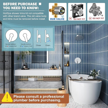 Tub Shower Faucet, Polished Chrome Shower Faucet Set with 8-Inch All-Metal Rainfall Showerhead and Bathtub Spout, Single-Handle Tub Shower-Trim Kit Included Valve, Polished Chrome