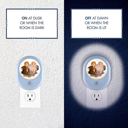 Disney Frozen II MySelect LED Night Light, Motion Sensor, Dusk-to-Dawn | Featuring Anna and Elsa, Ideal for Girls' Bedrooms, Nurseries, or Bathrooms – 44473