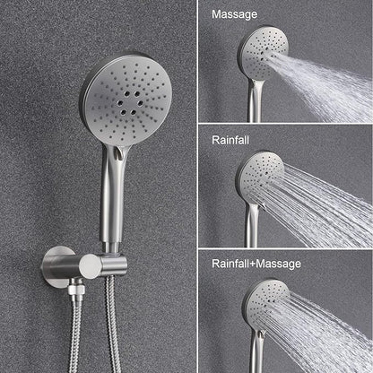 Iriber Shower System Ceiling Mounted Shower Faucet Mixer Set with Luxury High Pressure Shower head and 3-Setting Handheld, Bathroom Shower Trim Kit Contain Pressure Balance Valve,Brushed Nickel