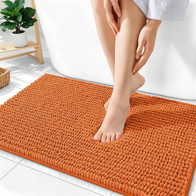 OLANLY Thick Chenille Bathroom Rugs 36x24, Soft Absorbent Bath Mat, Clay | Bath Rugs, Rubber Backing, Machine Wash Dry, Bath Mats for Bathroom Floor, Tub and Shower, Home Decor Accessories