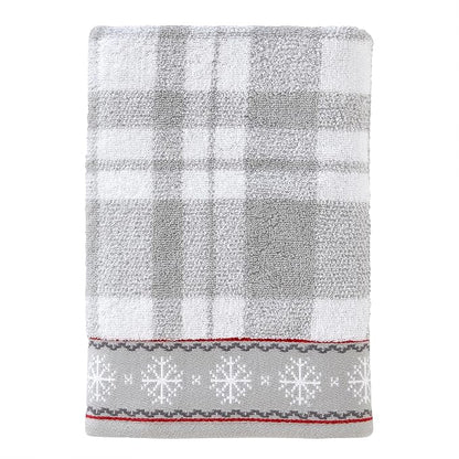 SKL Home Christmas/Winter Whistler Plaid Bath Towel, 100% Cotton, Gray | 500 GSM. Soft & absorbent plaid jacquard. Great for holiday gifting.