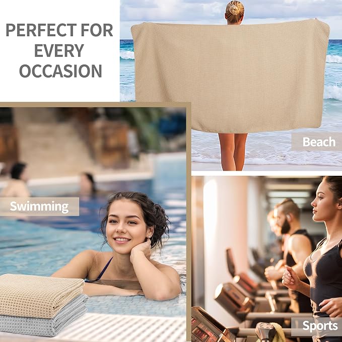 MICROFI New Microfiber Waffle Bath Towels, 2 Pieces, Soft, Absorbent, Fast Drying, Lint Free 430 GSM (30''x60''/76cm x 152cm)