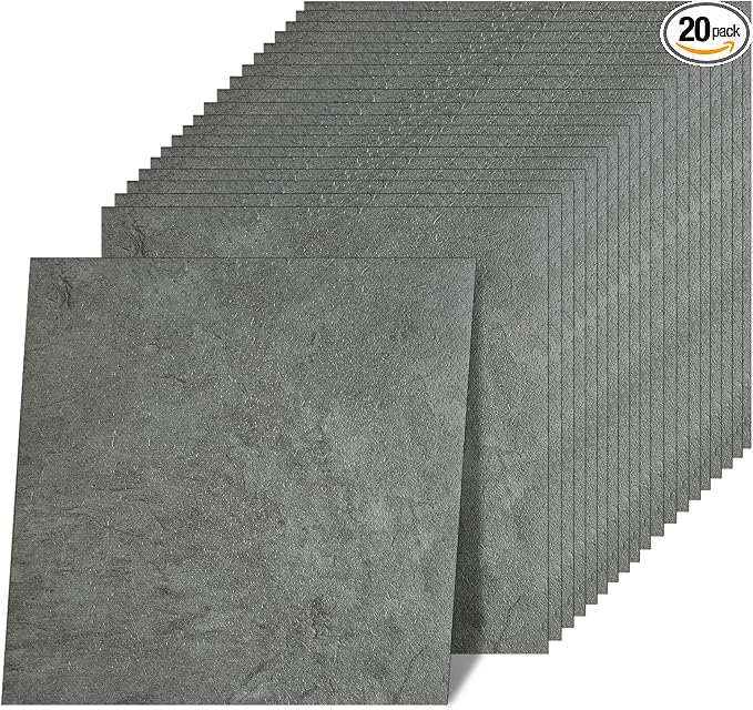 Peel and Stick Floor Tile 12 x 12 Inch Self Adhesive Marble Vinyl Flooring | waterproof and removable sticker tiles, 20-pack covers 20 Sq. Ft, DIY tiles for bedroom, bathroom, kitchen and dining room
