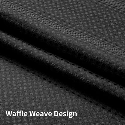 Colorful Star Black No Hook Waffle Shower Curtain with Liner, 72 x 81 Inch | Heavy Duty Thick Shower Curtain Sets with Snap in Fabric Liner and Mesh Top Window, Hotel Style Waterproof Bathroom Curtain