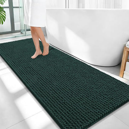 OLANLY Thick Chenille Bathroom Runner Rugs Mats 59x24, Blackish Green | Soft Absorbent Bath Rugs, Rubber Backing, Machine Wash Dry, Bath Mats for Bathroom, Tub and Shower, Home Decor Accessories