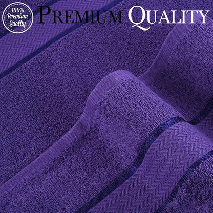 CRAFTBERRY- 6 Piece Cotton Bath Towel Set- 2 Bath - 2 Hand - 2 Face, Purple | 100% Cotton • Thick & Plush • Hotel Quality • Ultra Soft • Highly Absorbent • Quick Dry • Low Lint • Machine Washable