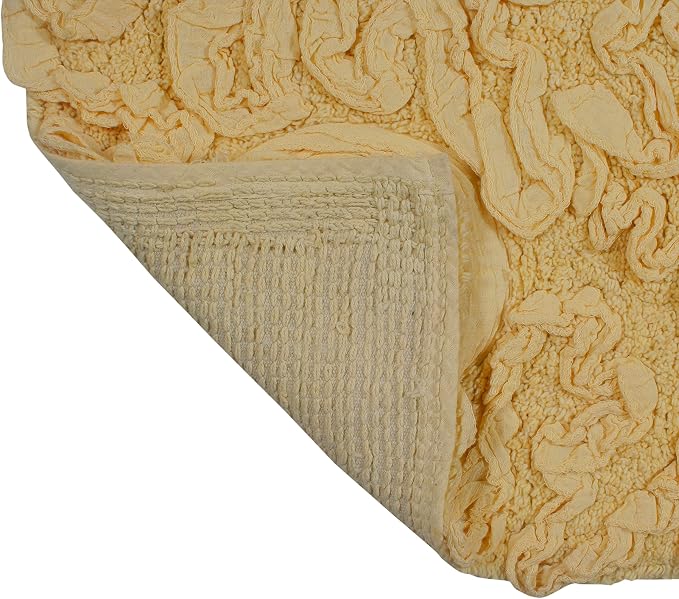Home Weavers Bell Flower Collection 100% Cotton Tufted Bath Rugs, Extra Soft and Absorbent Bath Rugs, Non-Slip Bath Mats, Machine Washable, Bath Mats for Bathroom Floor, 21"x34" Rectangle, Yellow