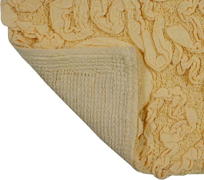 Home Weavers Bell Flower Toilet Tank Lid Cover – 10"x22", 100% Cotton, Tufted, Soft & Absorbent, Non-Slip, Machine Washable Bathroom Décor, Yellow