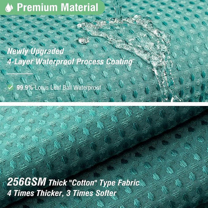 Waffle Shower Curtain 256GSM Heavy Duty Fabric 72x72 Seaweed Green | Thick Textured Cloth, Weighted Hem, Water Repellent Washable, Hotel Luxury Polyester Shower Curtain Set for Bathroom 12 Hooks