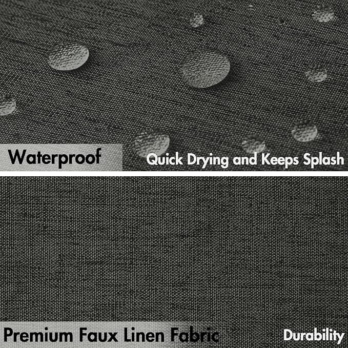 MIULEE 72 x 84 Extra Long Linen Shower Curtain Charcoal Grey 12 Metal Hooks | Washable, Heavy Fabric Shower Curtain Set, Waterproof Thick Cloth Shower Curtain, Bathroom Hotel Bathtub