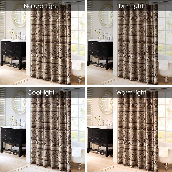 Madison Park Bellagio Taupe Shower Curtain, Transitional Shower Curtains for Bathroom, 72 X 72, Beige (Pack of 4)