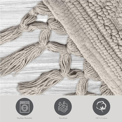 Jean Pierre - Ricardo Bath Mat, Woven Fringe Bathroom Rugs, 100% Cotton, Premium Bathroom Decor - Measures 27" x 52" - Light Gray