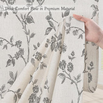 MitoVilla Small Stall Linen Floral Shower Curtain for Bathroom,36 x 72 | Narrow Half BoHo Cottagecore Spring Shower Curtains, Modern Farmhouse Country Plant Leaves Bathroom Décor, 36 x 72