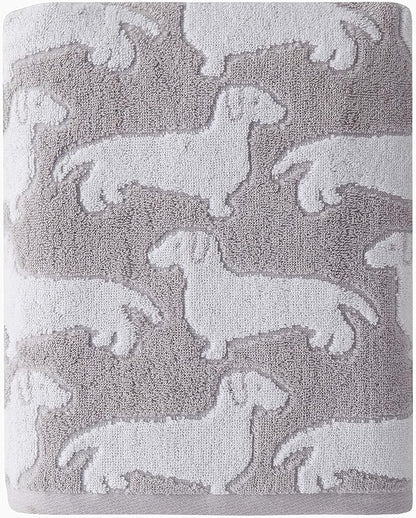 SKL Home Dog Bath Towel, Gray | 550 GSM weight. Plush & absorbent terry jacquard. Great for pet lovers.